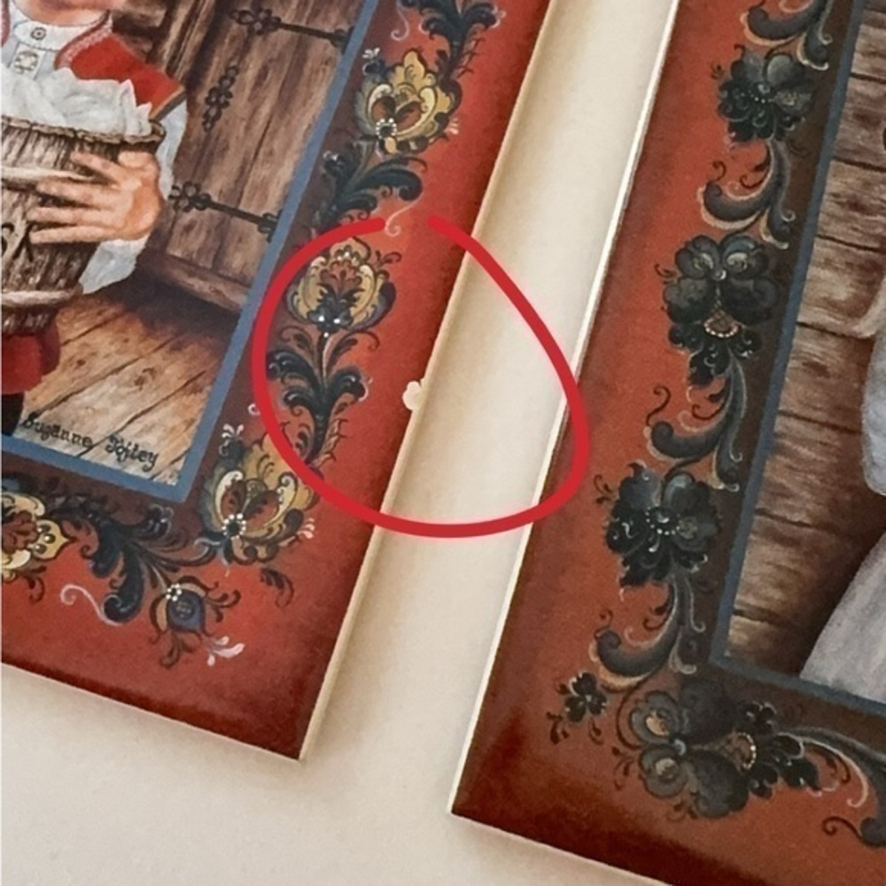 2 x Suzanne Toftey‎ Vintage Norwegian Norsk Traditional Ceramic Trivet Plaques - Picture 7 of 7